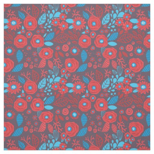 Doodle floral pattern fabric