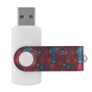 Doodle floral pattern flash drive