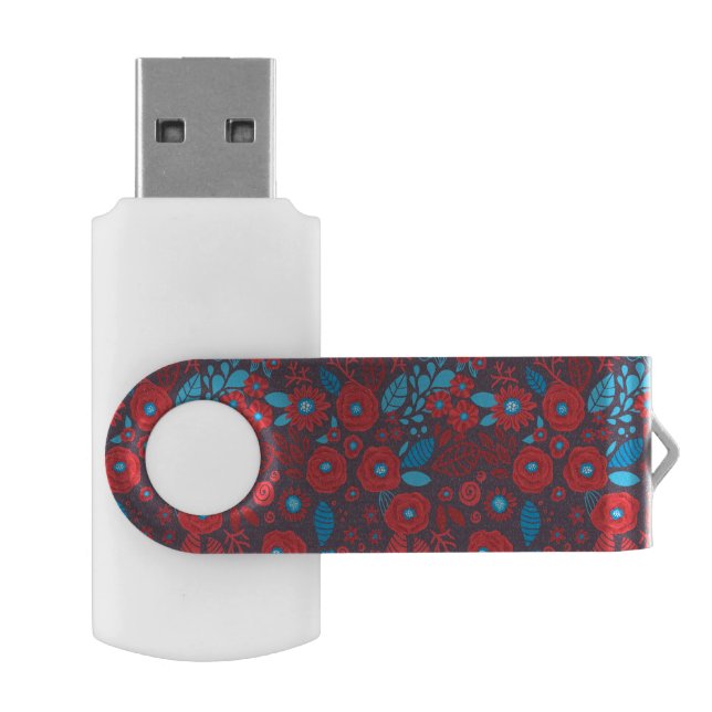 Doodle floral pattern flash drive (Opened)