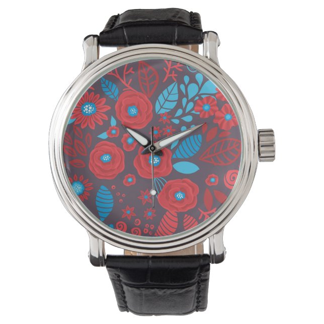 Doodle floral pattern watch (Front)