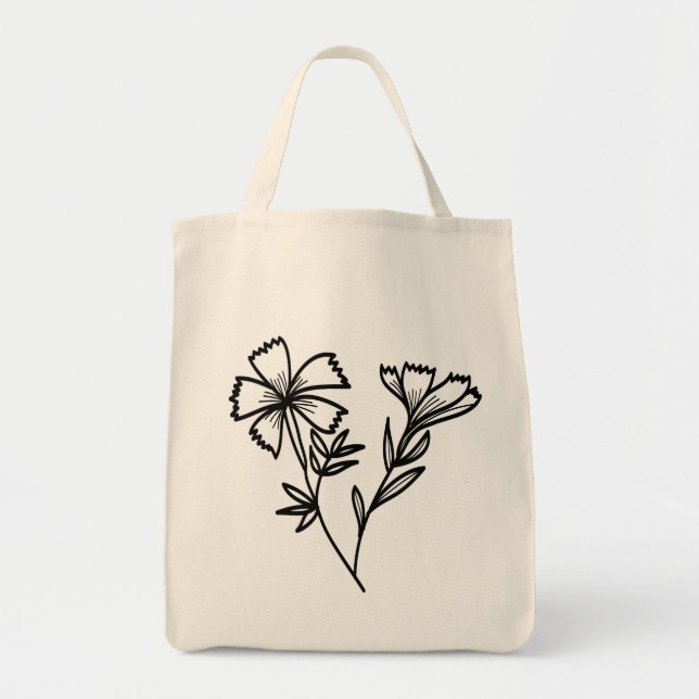 doodle floral tote bag (Front)