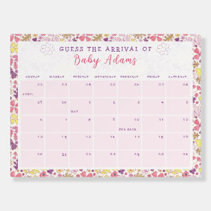 Doodle Flower Baby Due Date Calendar Game Sign