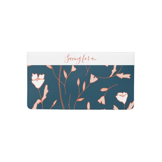 Doodle Flower_Blue Background: Custom Checkbook Cover (Front)