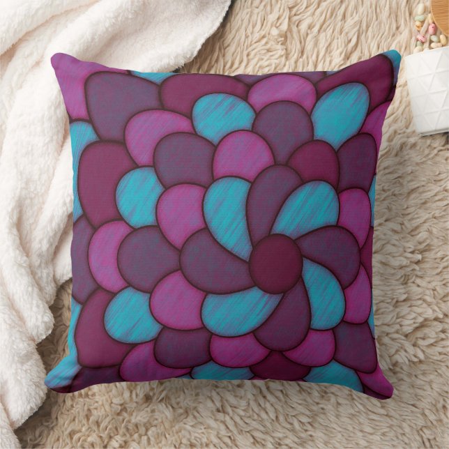 Doodle Flower Petals  Throw Pillow (Blanket)