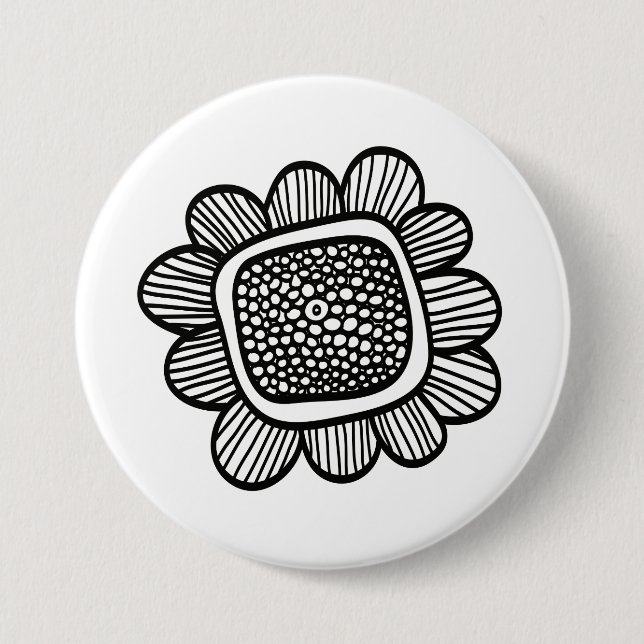 Doodle flower pinback button (Front)