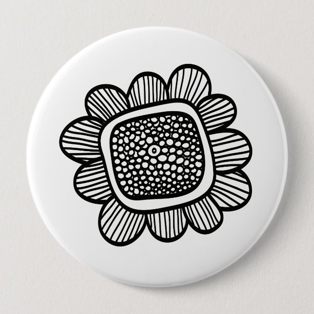 Doodle flower pinback button (Front)