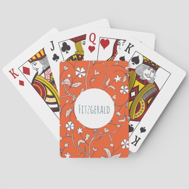 Doodle Flower_Red: Custom Poker Cards (Back)