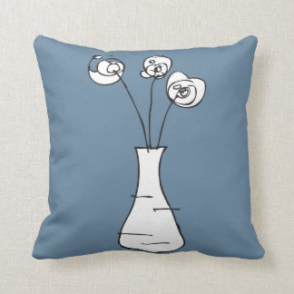 doodle flower vase throw pillow