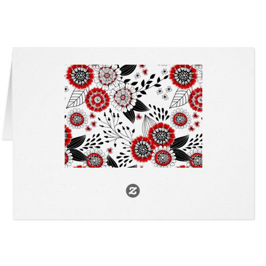 Doodle flowers and leaves in red and black (Back Horizontal)