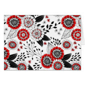 Doodle flowers and leaves in red and black (Front Horizontal)