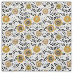 Doodle flowers and leaves in yellow and black fabric