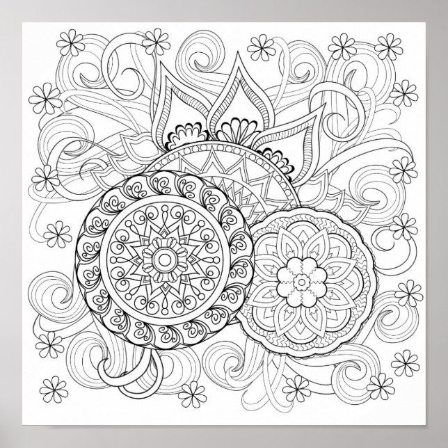 Doodle Flowers And Mandalas 2 Poster (Front)