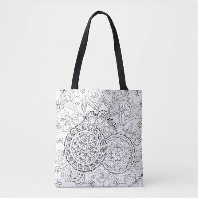 Doodle Flowers And Mandalas 2 Tote Bag (Front)