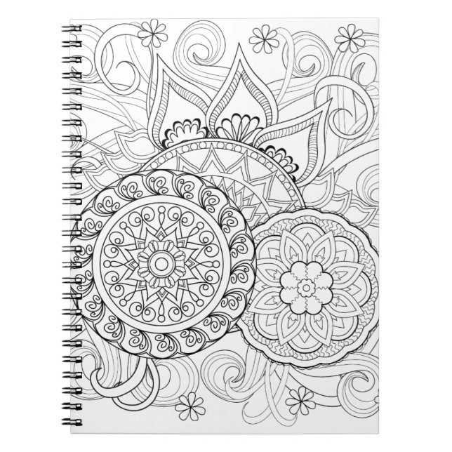 Doodle Flowers And Mandalas Notebook (Front)