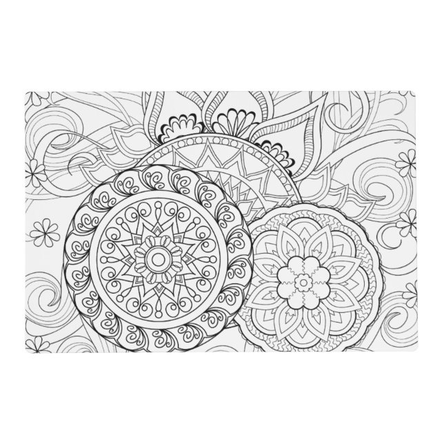 Doodle Flowers And Mandalas Placemat (Front)