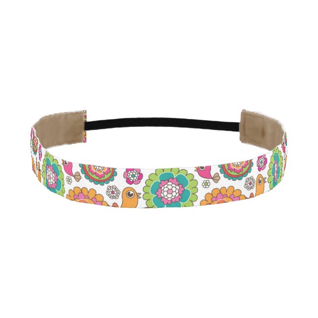 doodle flowers background pattern athletic headband (Front)