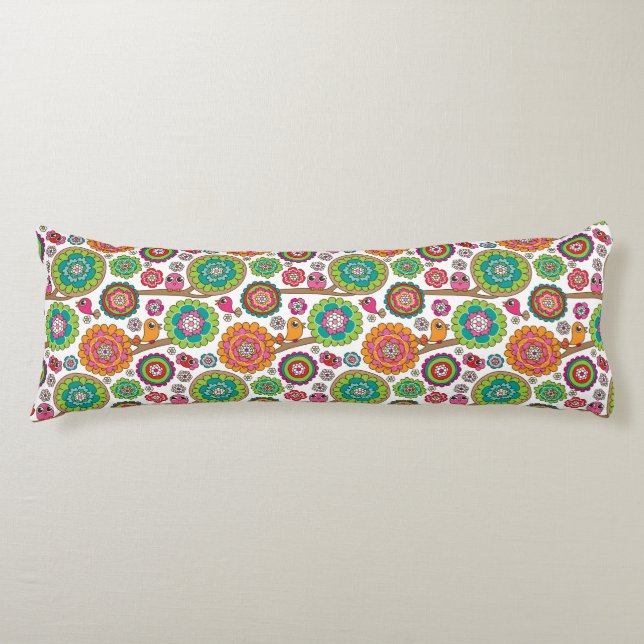doodle flowers background pattern body pillow (Front)