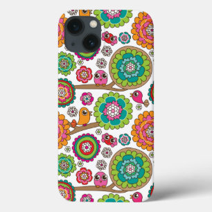 doodle flowers background pattern iPhone 13 case