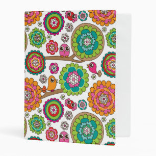 doodle flowers background pattern mini binder