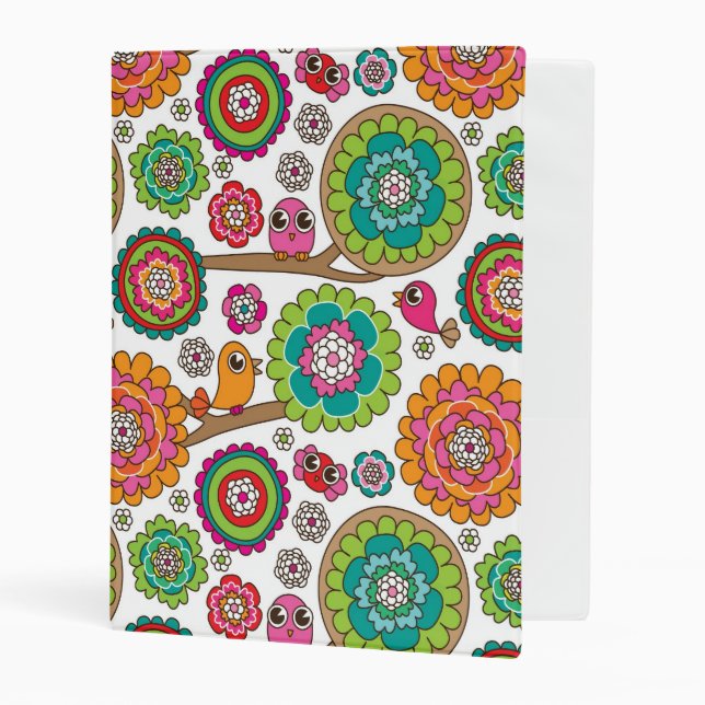 doodle flowers background pattern mini binder (Front/Inside)