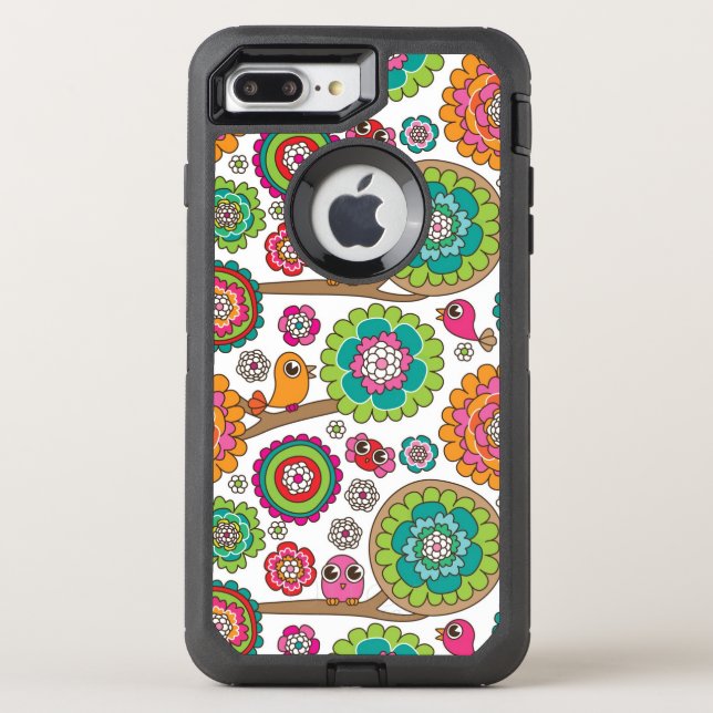 doodle flowers background pattern otterbox iPhone case (Back)