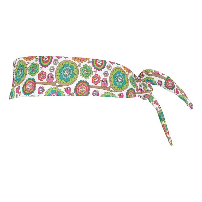 doodle flowers background pattern tie headband (Rotate 90)