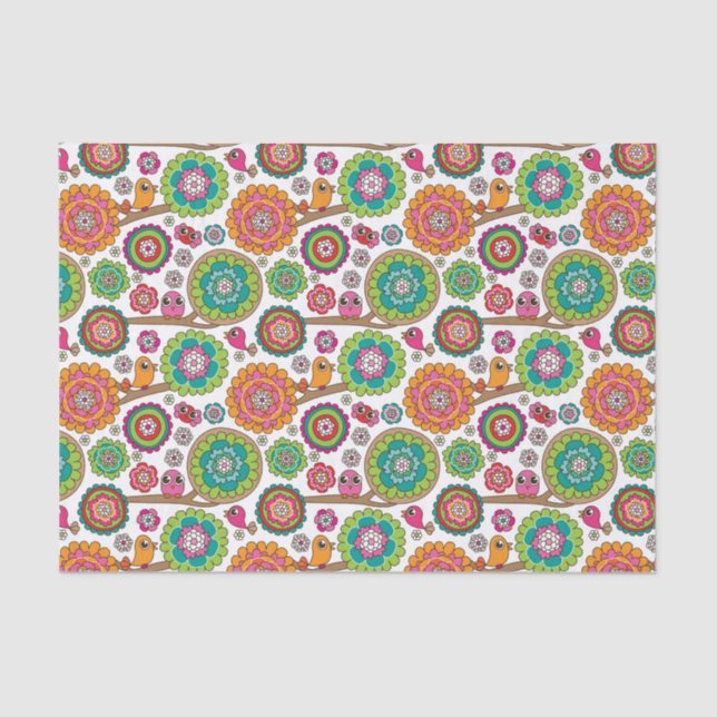 doodle flowers background pattern tissue paper (Front)