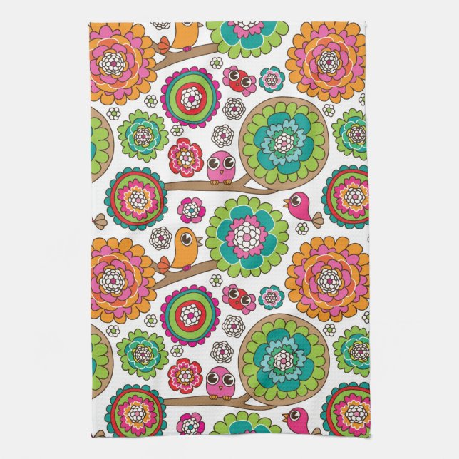 doodle flowers background pattern towel (Vertical)