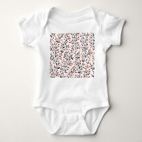 Doodle Flowers Coral Floral Seamless Baby Bodysuit