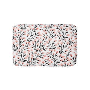 Doodle Flowers: Coral Floral Seamless. Bath Mat