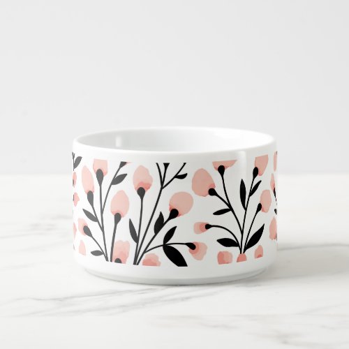Doodle Flowers Coral Floral Seamless Bowl