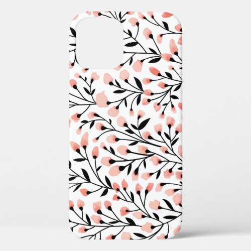 Doodle Flowers Coral Floral Seamless iPhone 12 Case