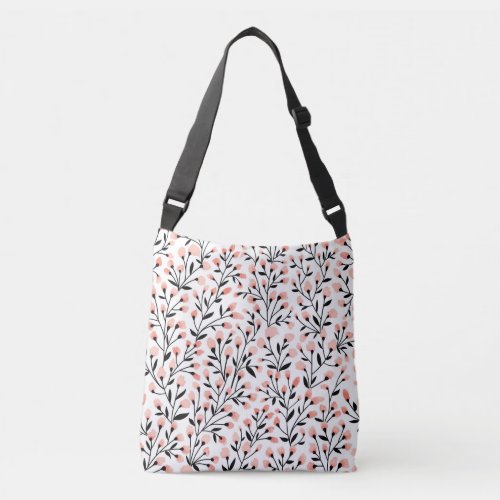 Doodle Flowers Coral Floral Seamless Crossbody Bag
