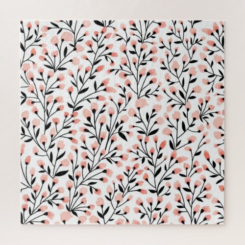 Doodle Flowers Coral Floral Seamless Jigsaw Puzzle