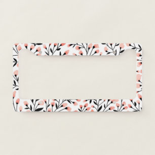 Doodle Flowers: Coral Floral Seamless. License Plate Frame