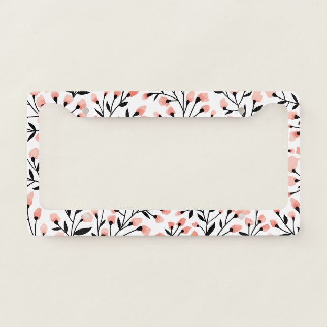 Doodle Flowers: Coral Floral Seamless. License Plate Frame (Front)