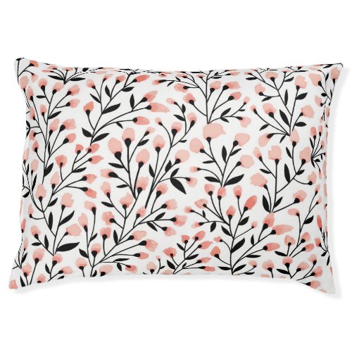 Doodle Flowers Coral Floral Seamless Pet Bed