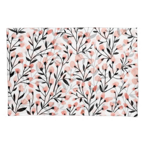 Doodle Flowers Coral Floral Seamless Pillow Case