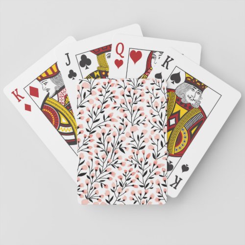 Doodle Flowers Coral Floral Seamless Playing Cards
