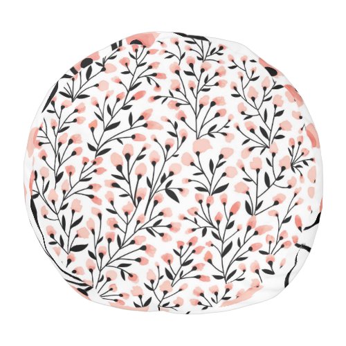 Doodle Flowers Coral Floral Seamless Pouf