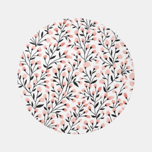 Doodle Flowers Coral Floral Seamless Rug