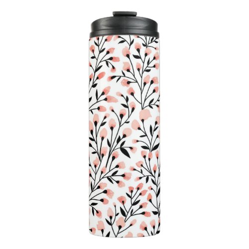 Doodle Flowers Coral Floral Seamless Thermal Tumbler