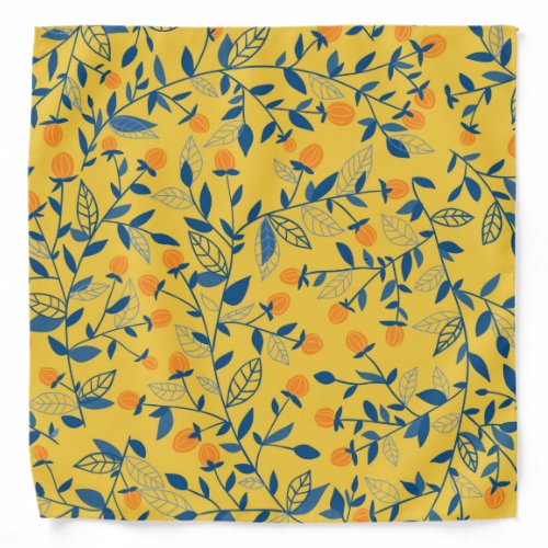 Doodle flowers in blue and yellow bandana