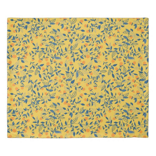 Doodle flowers in blue and yellow duvet cover
