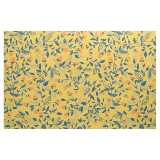 Doodle flowers in blue and yellow fabric