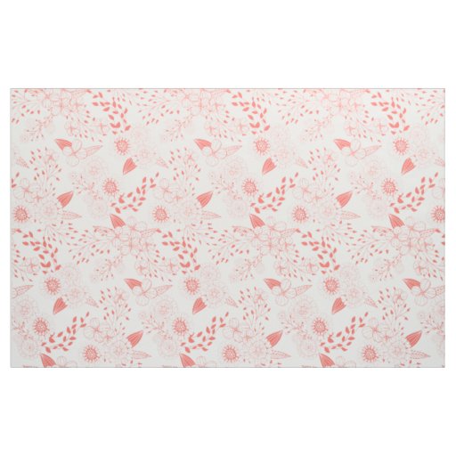 Doodle flowers in living coral fabric
