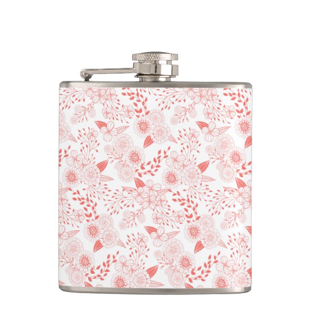 Doodle flowers in living coral flask (Front)