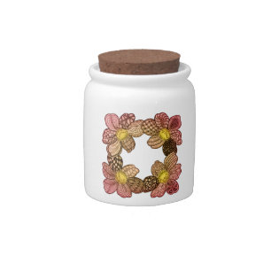 Doodle Flowers in Peach, Orange, and Gold Candy Jar