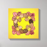 Doodle Flowers in Peach, Orange, and Gold Canvas Print