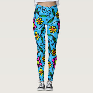 doodle flowers leggings